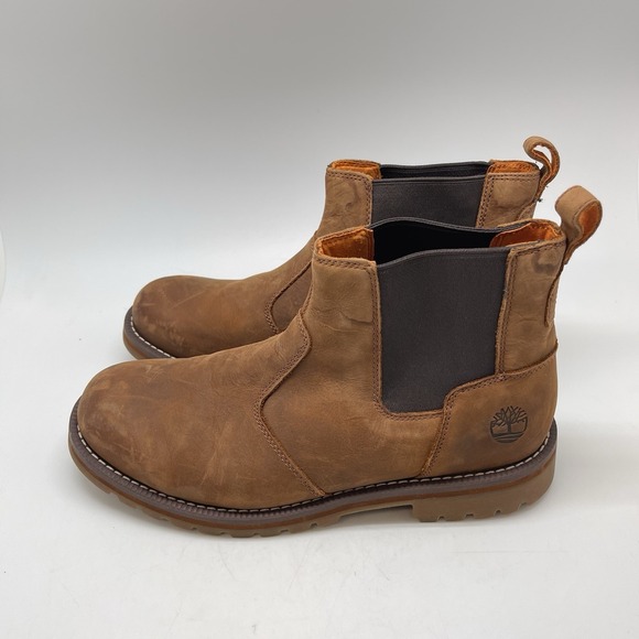 Timberland Redwood Falls Chelsea Boots Mens 8.5 Brown Leather A288F Shoes - Picture 1 of 11